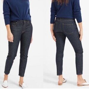New Everlane Mid Rise Skinny Jeans Dark Blue Indigo Sturdy Sz 23 Tall